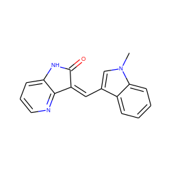 Cn1cc(/C=C2\C(=O)Nc3cccnc32)c2ccccc21 ZINC000003988917