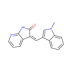 Cn1cc(/C=C2\C(=O)Nc3ncccc32)c2ccccc21 ZINC000028013437