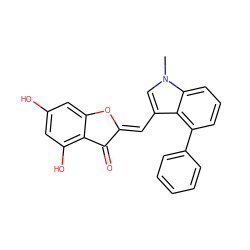 Cn1cc(/C=C2\Oc3cc(O)cc(O)c3C2=O)c2c(-c3ccccc3)cccc21 ZINC000049110564