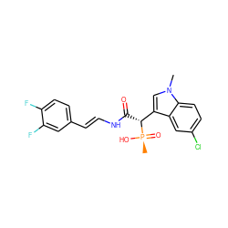 Cn1cc([C@@H](C(=O)N/C=C/c2ccc(F)c(F)c2)[P@](C)(=O)O)c2cc(Cl)ccc21 ZINC000040753253