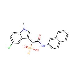 Cn1cc([C@@H](C(=O)Nc2ccc3ccccc3c2)[P@](C)(=O)O)c2cc(Cl)ccc21 ZINC000040753179