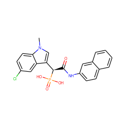 Cn1cc([C@@H](C(=O)Nc2ccc3ccccc3c2)P(=O)(O)O)c2cc(Cl)ccc21 ZINC000040584893