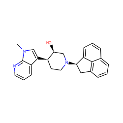 Cn1cc([C@@H]2CCN([C@@H]3Cc4cccc5cccc3c45)C[C@@H]2O)c2cccnc21 ZINC000036221542