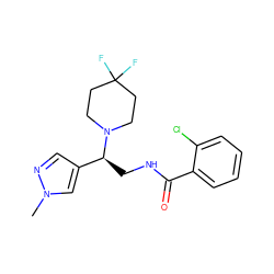 Cn1cc([C@H](CNC(=O)c2ccccc2Cl)N2CCC(F)(F)CC2)cn1 ZINC001772608373