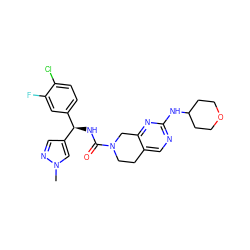 Cn1cc([C@H](NC(=O)N2CCc3cnc(NC4CCOCC4)nc3C2)c2ccc(Cl)c(F)c2)cn1 ZINC000202116437