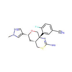 Cn1cc([C@H]2C[C@H]3CSC(N)=N[C@@]3(c3cc(C#N)ccc3F)CO2)cn1 ZINC000148302282