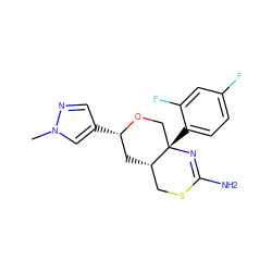 Cn1cc([C@H]2C[C@H]3CSC(N)=N[C@@]3(c3ccc(F)cc3F)CO2)cn1 ZINC000146161986