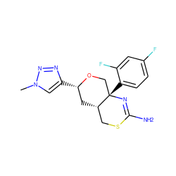 Cn1cc([C@H]2C[C@H]3CSC(N)=N[C@@]3(c3ccc(F)cc3F)CO2)nn1 ZINC000169708479