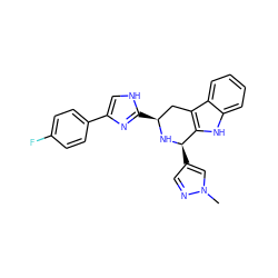 Cn1cc([C@H]2N[C@@H](c3nc(-c4ccc(F)cc4)c[nH]3)Cc3c2[nH]c2ccccc32)cn1 ZINC000059068408