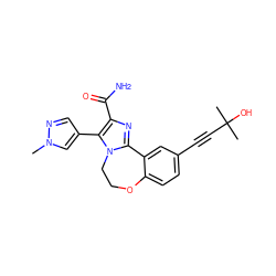 Cn1cc(-c2c(C(N)=O)nc3n2CCOc2ccc(C#CC(C)(C)O)cc2-3)cn1 ZINC000219424171