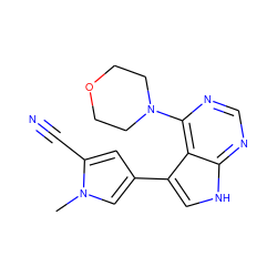 Cn1cc(-c2c[nH]c3ncnc(N4CCOCC4)c23)cc1C#N ZINC000224899612