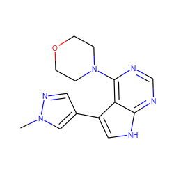 Cn1cc(-c2c[nH]c3ncnc(N4CCOCC4)c23)cn1 ZINC000210747364