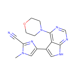 Cn1cc(-c2c[nH]c3ncnc(N4CCOCC4)c23)nc1C#N ZINC000224876091