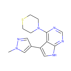 Cn1cc(-c2c[nH]c3ncnc(N4CCSCC4)c23)cn1 ZINC000224881566