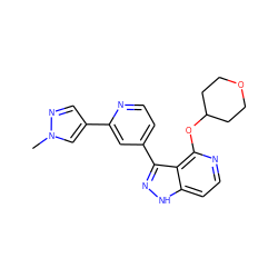 Cn1cc(-c2cc(-c3n[nH]c4ccnc(OC5CCOCC5)c34)ccn2)cn1 ZINC000146838674