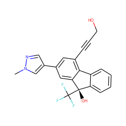 Cn1cc(-c2cc(C#CCO)c3c(c2)[C@@](O)(C(F)(F)F)c2ccccc2-3)cn1 ZINC000144907115