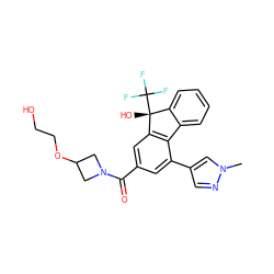 Cn1cc(-c2cc(C(=O)N3CC(OCCO)C3)cc3c2-c2ccccc2[C@@]3(O)C(F)(F)F)cn1 ZINC000144823472