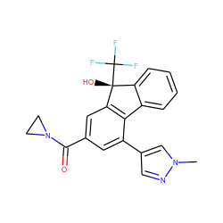 Cn1cc(-c2cc(C(=O)N3CC3)cc3c2-c2ccccc2[C@@]3(O)C(F)(F)F)cn1 ZINC000144840792