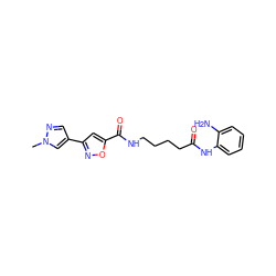 Cn1cc(-c2cc(C(=O)NCCCCC(=O)Nc3ccccc3N)on2)cn1 ZINC000117588819