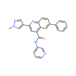 Cn1cc(-c2cc(C(=O)Nc3cccnc3)c3cc(-c4ccccc4)ccc3n2)cn1 ZINC000150092213