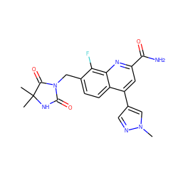 Cn1cc(-c2cc(C(N)=O)nc3c(F)c(CN4C(=O)NC(C)(C)C4=O)ccc23)cn1 ZINC000221613007