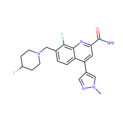 Cn1cc(-c2cc(C(N)=O)nc3c(F)c(CN4CCC(F)CC4)ccc23)cn1 ZINC000221620202