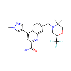 Cn1cc(-c2cc(C(N)=O)nc3cc(CN4C[C@H](C(F)(F)F)OCC4(C)C)ccc23)cn1 ZINC000221605870