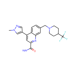 Cn1cc(-c2cc(C(N)=O)nc3cc(CN4CCC(C(F)(F)F)CC4)ccc23)cn1 ZINC000221609640