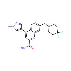 Cn1cc(-c2cc(C(N)=O)nc3cc(CN4CCC(F)(F)CC4)ccc23)cn1 ZINC000221609546