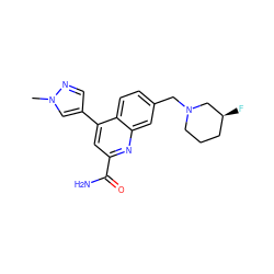 Cn1cc(-c2cc(C(N)=O)nc3cc(CN4CCC[C@H](F)C4)ccc23)cn1 ZINC000221608997