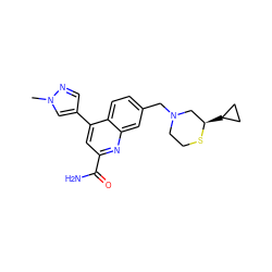 Cn1cc(-c2cc(C(N)=O)nc3cc(CN4CCS[C@H](C5CC5)C4)ccc23)cn1 ZINC000205639931