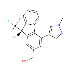 Cn1cc(-c2cc(CO)cc3c2-c2ccccc2[C@@]3(O)C(F)(F)F)cn1 ZINC000144889118