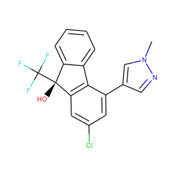 Cn1cc(-c2cc(Cl)cc3c2-c2ccccc2[C@@]3(O)C(F)(F)F)cn1 ZINC000144786250