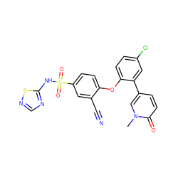 Cn1cc(-c2cc(Cl)ccc2Oc2ccc(S(=O)(=O)Nc3ncns3)cc2C#N)ccc1=O ZINC000095585000