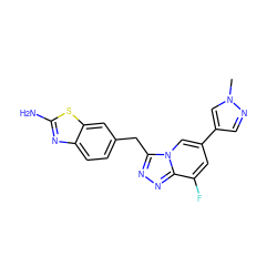 Cn1cc(-c2cc(F)c3nnc(Cc4ccc5nc(N)sc5c4)n3c2)cn1 ZINC000299857543