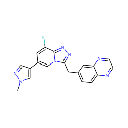 Cn1cc(-c2cc(F)c3nnc(Cc4ccc5nccnc5c4)n3c2)cn1 ZINC000299863154