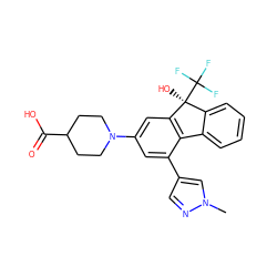 Cn1cc(-c2cc(N3CCC(C(=O)O)CC3)cc3c2-c2ccccc2[C@]3(O)C(F)(F)F)cn1 ZINC000144889546