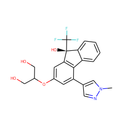 Cn1cc(-c2cc(OC(CO)CO)cc3c2-c2ccccc2[C@@]3(O)C(F)(F)F)cn1 ZINC000144913377