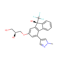 Cn1cc(-c2cc(OC[C@@H](O)CO)cc3c2-c2ccccc2[C@@]3(O)C(F)(F)F)cn1 ZINC000144893720