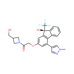 Cn1cc(-c2cc(OCC(=O)N3CC(CO)C3)cc3c2-c2ccccc2[C@@]3(O)C(F)(F)F)cn1 ZINC000144849967