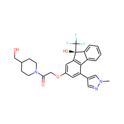 Cn1cc(-c2cc(OCC(=O)N3CCC(CO)CC3)cc3c2-c2ccccc2[C@@]3(O)C(F)(F)F)cn1 ZINC000144850421