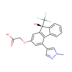 Cn1cc(-c2cc(OCC(=O)O)cc3c2-c2ccccc2[C@@]3(O)C(F)(F)F)cn1 ZINC000143275678