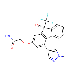 Cn1cc(-c2cc(OCC(N)=O)cc3c2-c2ccccc2[C@]3(O)C(F)(F)F)cn1 ZINC000142076852