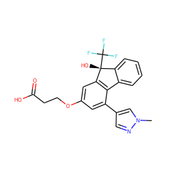 Cn1cc(-c2cc(OCCC(=O)O)cc3c2-c2ccccc2[C@@]3(O)C(F)(F)F)cn1 ZINC000144855786