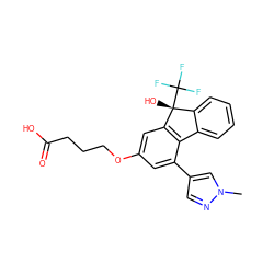 Cn1cc(-c2cc(OCCCC(=O)O)cc3c2-c2ccccc2[C@@]3(O)C(F)(F)F)cn1 ZINC000116944259