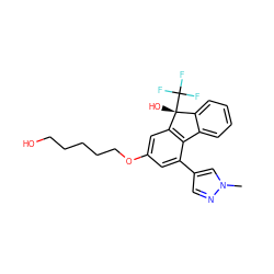 Cn1cc(-c2cc(OCCCCCO)cc3c2-c2ccccc2[C@@]3(O)C(F)(F)F)cn1 ZINC000144838893