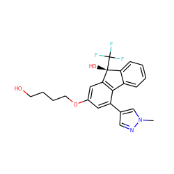 Cn1cc(-c2cc(OCCCCO)cc3c2-c2ccccc2[C@@]3(O)C(F)(F)F)cn1 ZINC000144846576