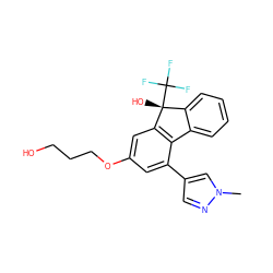 Cn1cc(-c2cc(OCCCO)cc3c2-c2ccccc2[C@@]3(O)C(F)(F)F)cn1 ZINC000144855397