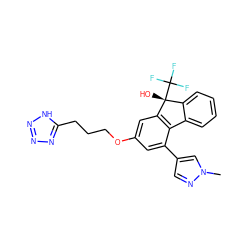 Cn1cc(-c2cc(OCCCc3nnn[nH]3)cc3c2-c2ccccc2[C@@]3(O)C(F)(F)F)cn1 ZINC000143276949