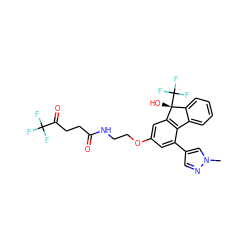 Cn1cc(-c2cc(OCCNC(=O)CCC(=O)C(F)(F)F)cc3c2-c2ccccc2[C@@]3(O)C(F)(F)F)cn1 ZINC000144859092